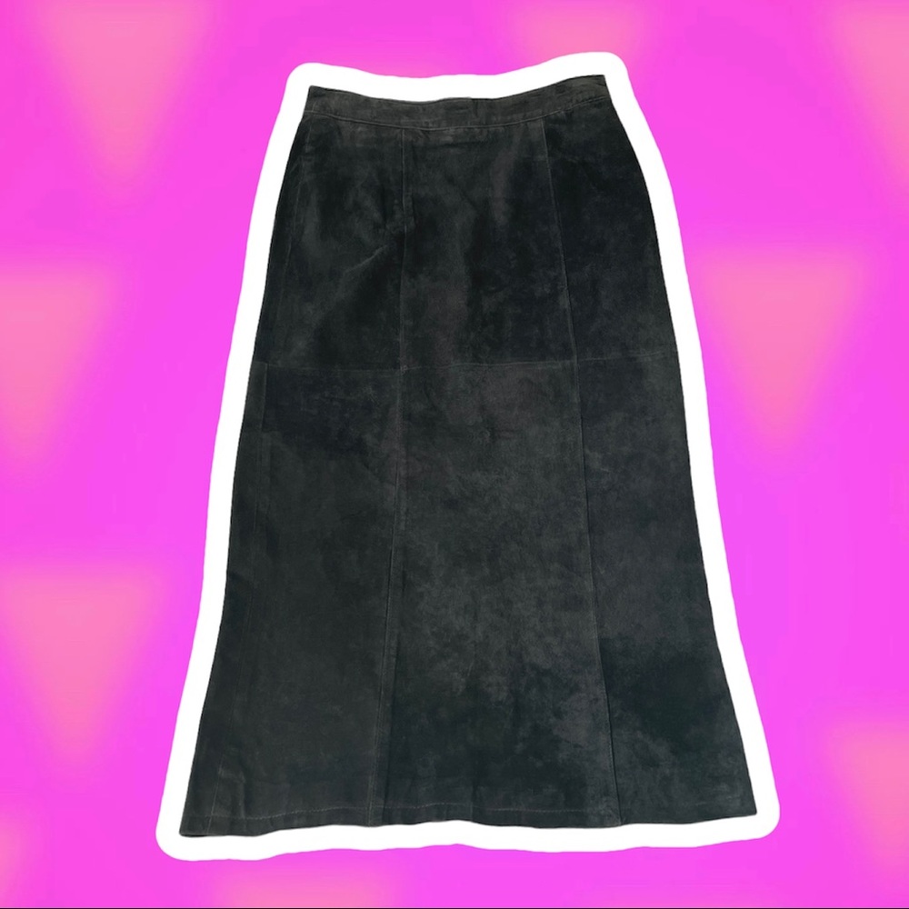 Vintage Coldwater Creek Petite 10 Black Suede Skirt Full Length Witchy Goth Cute